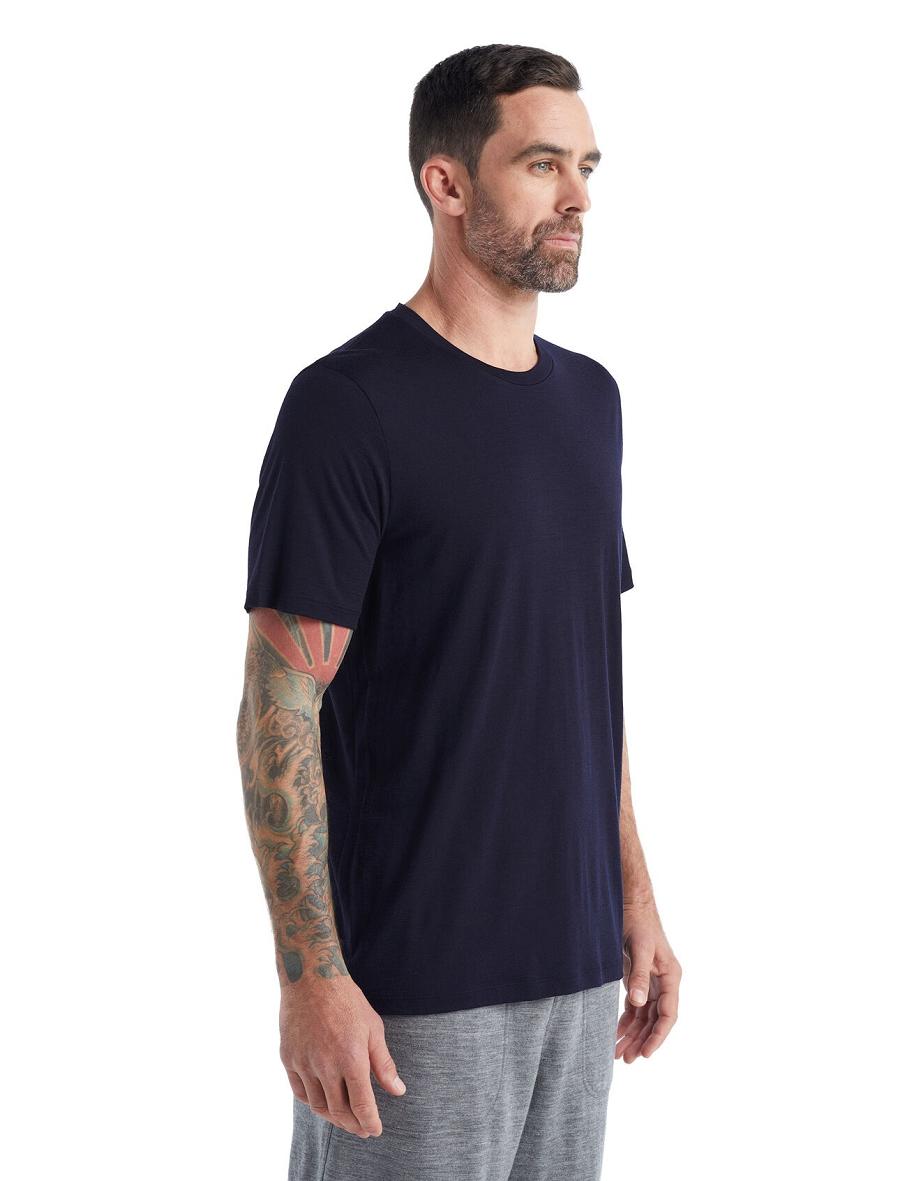 Midnight Navy Icebreaker Merino Tech Lite II Short Sleeve Tee Men's T Shirts | AU 1166ZUTG